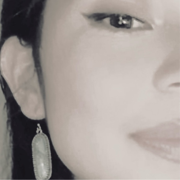 “Turquoise Flecked Ovals” Speckled Gold Flakes Southwestern Dotted Frame Dangles - Picture 15 of 16